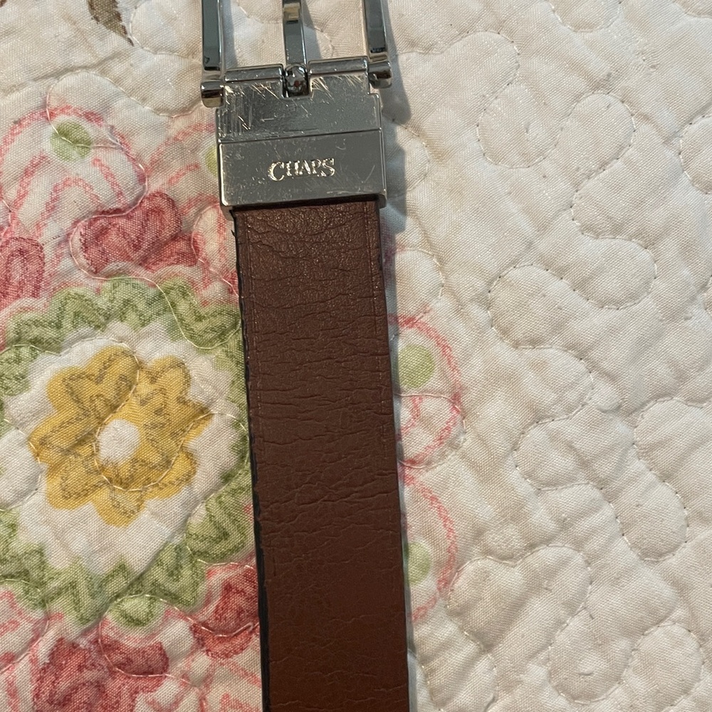 Chaps Brown Leather Belt with Silver Buckle